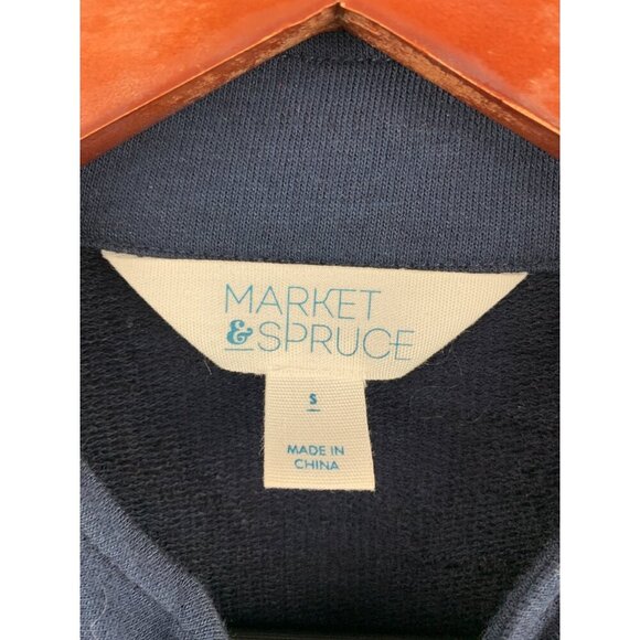 Market & Spruce Womens Small Blue Striped Long-Sleeve Zip Jacket With Pockets - Picture 2 of 6